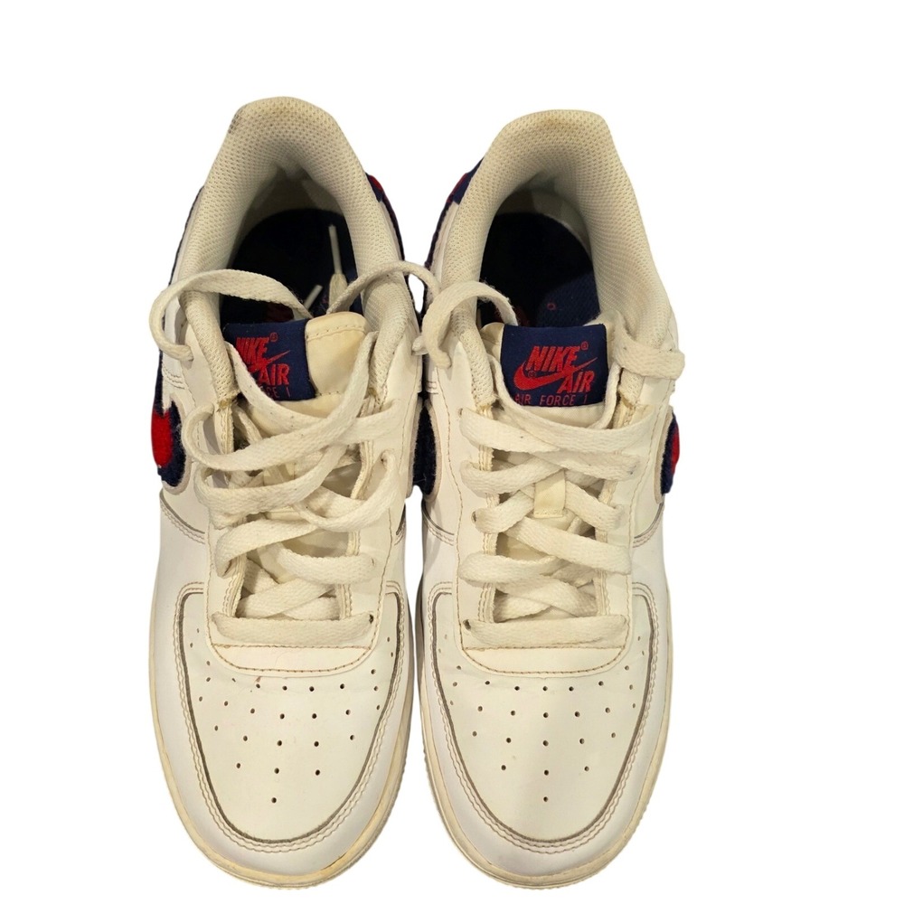 Nike Air Force 1 Low LV8 Chenille Swoosh White Red Blue AO3620-101 Mens 6Y